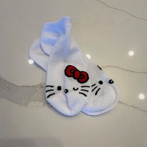 Sanrio Hello Kitty White Ankle Socks Red Bow Graphic No Show 2024 Kawaii NEW